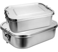 SWANEW 800-1400ml boîte à pain sans plastique BPA free boîte à pain acier inoxydable lunchbox,800+1400ml