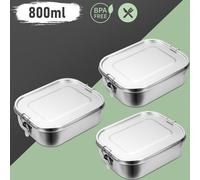 SWANEW 800-1400ml Boîte à pain sans plastique BPA free Boîte à pain en acier inoxydable Lunchbox,2*800ml