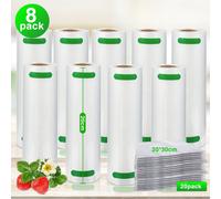 SWANEW 8x Rouleaux de sacs sous vide 20 x 600 cm Film pour mise sous vide +20x sachets