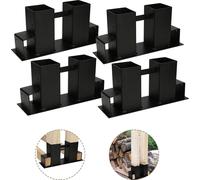 SWANEW Aide à l'empilage du bois, set de 4, acier revêtu, noir, DIY abri à bois pour bois équarri, rangement du bois 4 pièces