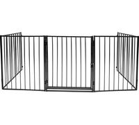 SWANEW Barrière de sécurité pour cheminée Kit de 5 pièces avec porte en noir 300cm x 76cm Barrière de sécurité pour porte