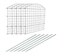 SWANEW Clôture d'étang, clôture de jardin en métal, enclos extérieurs, 11 pièces, 5 éléments de clôture et 6 barres de fixation (arc supérieur)