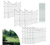 SWANEW Clôture d'étang, de jardin en métal, enclos ouverts, clôtures grillagées, pour lapins, chiens, étang 22 pièces, 10 éléments et 12 barres fixation (sous arc)., 48965552