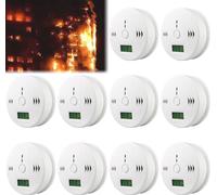 SWANEW Détecteur de CO Alarme 10x monoxyde de carbone Détecteur de fumée Détecteur de gaz Affichage LCD Détecteur de monoxyde de carbone Protection incendie Capteur de CO