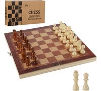 SWANEW Jeu d'échecs Tableau pliable DESIGN Magnifique jeu d'échecs Backgammon 29x29CM