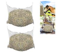 SWANEW Lot de 2 filets à foin - 120 x 90 cm - Blanc - Largeur des mailles : 3 x 3 cm - Capacité : environ 9 kg - Filet à foin - Extrêmement résistant à la déchirure - Pour chevaux, moutons, bovins