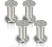 SWANEW Lot de 4 pieds de meuble Pieds de table Pied de socle de table Meubles Aluminium，Hauteur:120 mm ; Diamètre : 40 mm ; Réglage en hauteur : + 15 mm