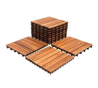 SWANEW Lot de 44 carreaux de bois - 4 m² - Convient comme dalles de terrasse et de balcon - En bois d'acacia - 30 x 30 cm - Pour jardin, terrasse, balcon