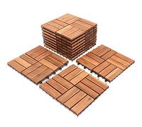 SWANEW Lot de 55 dalles de bois - Mosaïque en bois d'acacia - 30 x 30 cm - Pour jardin, terrasse, balcon