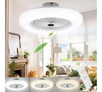 SWANEW Plafonnier Ventilateur De Plafond 80W, LED Fan Plafonnier avec Télécommande, Moderne 2700K-6500K Température de couleur Vitesse Réglable Éclairage Fan Φ55CM