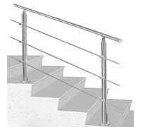 SWANEW Rambarde Main Acier Inoxydable,100 * 4.2 * 106.5cm avec 3 Tringles,Balustrade Vieillard Garde-Corps pour Maison Escalier Patio Balcon Terrasse