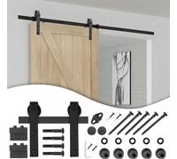 SWANEW Système de porte coulissante Ferrure de porte coulissante Kit 150kg Galet de guidage au sol Guidage de porte Kit de montage Rail de roulement Porte en verre/en bois Porte coulissante 200cm
