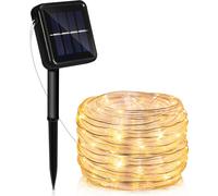 SWANEW Tuyau lumineux solaire filaire Chaîne lumineuse de jardin LED Tuyau lumineux-blanc chaud-30m