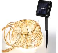 SWANEW Tuyau lumineux solaire Tuyau lumineux LED Chaîne lumineuse extérieure Filet lumineux blanc chaud 20M