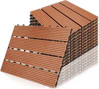 SWANEW WPC Carreaux de terrasse Carreaux de terrasse imitation bois 30x30cm, 33 pièces = 3m² Carreaux de sol Carreaux à clipser avec système de clic Revêtement de sol brun