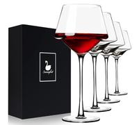 Swanfort Lot de 4 verres à vin rouge avec accessoires pour le vin, verre soufflé à la main, verres à vin bordeaux sans plomb, grands verres à vin en coffret cadeau, 440 ml
