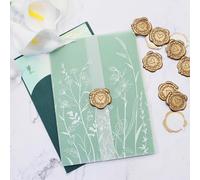 SWANGSA Lot de 100 enveloppes d'invitations de mariage, vestes en vélin pour invitations de 12,7 x 17,8 cm et autocollants en forme de cœur en cire pour mariage, fête prénatale, anniversaire (fleurs