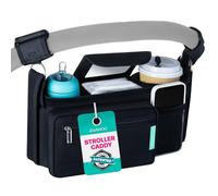 Swanoo Organiseur de poussette avec porte-gobelet, sangles antidérapantes, sac de poussette pour téléphone, accessoires de poussette pour animaux domestiques, universel compatible avec Uppababby Vista