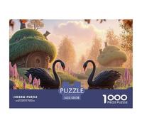 Swans in The Middle of A Lake 1000 Pcs Carton Extra-épais Coffret De Puzzles Fairy Tale Landscape Anti-Stress Jeu Familial Puzzles As Birthday Gifts 52x38cm/1000pcs