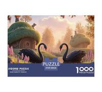 Swans in The Middle of A Lake 1000 Pcs Carton Premium Coffret De Puzzles Fairy Tale Landscape Stimulant Et Éducatif Jeu Créatif Puzzles pour Adultes Et Enfants 38x26cm/1000pcs