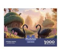 Swans in The Middle of A Lake 1000 Pcs Carton Premium Coffret De Puzzles Fairy Tale Landscape Stimulant Et Éducatif Jeu Créatif Puzzles pour Adultes Et Enfants 70x50cm/1000pcs