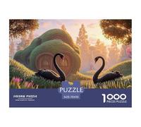 Swans in The Middle of A Lake 1000 Pcs Carton Premium Coffret De Puzzles Fairy Tale Landscape Stimulant Et Éducatif Jeu Créatif Puzzles As Birthday Gifts 70x50cm/1000pcs