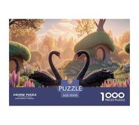 Swans in The Middle of A Lake 1000 Pièces Carton Extra-épais Lot de Puzzles Fairy Tale Landscape Stimulant Et Éducatif Défi Unique Puzzles pour Adultes Et Enfants 70x50cm/1000pcs
