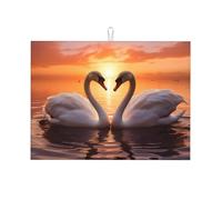 Swans Swimming On Lake Tapis égouttoir absorbant pour comptoir de cuisine, tapis de café, protection avec boucle de suspension, 45,7 x 61 cm