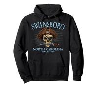 Swansboro Crâne de Pirate de Caroline du Nord Depuis 1730 Cyan Sweat à Capuche