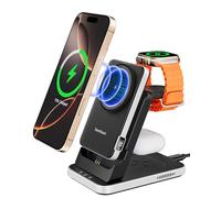 SwanScout Chargeur Induction Compatible avec MagSafe, 3 en 1 Station de Charge sans Fil Batterie Externe 5000mAh pour iPhone Air/17/16/15/14/13/12/Apple Watch/Airpods, 304M (sans Adaptateur)