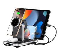 SwanScout Chargeur Induction pour iPhone, Station de Charge 5 en 1 pour iPhone Série 17/16/15/14/13/12, Chargeur Sans Fil pour Apple Watch Ultra 2/10/9, pour AirPods/iPad/Tablet/Switch, SwanScout 901M