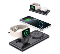 SwanScout Chargeur Induction pour iPhone, (SwanScout 502M) Station de Charge sans Fil 2 en 1 pour iWatch 9/Ultra 2/Ultra/8/7/6/SE/5/4/3, iPhone série 16/15/14/13/12