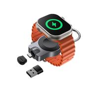 SwanScout Chargeur sans Fil Rapide 5W pour Apple Watch 11/10/9/8/7/Ultra 3/2, Chargeur Portable USB-C & USB-A Rotatif pour Voyage, SwanScout 510A