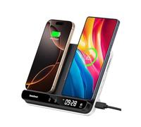 SwanScout Double Chargeur Induction pour 2 Téléphone, SwanScout 504, Station de Charge pour iPhone 16/15/14, Samsung Galaxy S25/S24/S23, Google Pixel 9/8/7, Android Phones, AirPods/Galaxy Buds