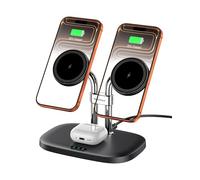 SwanScout Double Chargeur Induction pour iPhone 17/17e/Air, SwanScout 706M, Magnétique Chargeur sans Fil pour iPhone 16/15/14/13/12 séries, Station de Charge pour AirPods Pro 3/2 (Black)