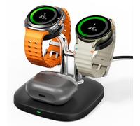 SwanScout Double Chargeur pour Samsung Watch, Chargeur sans Fil pour Galaxy Watch 8/8 Classic/Ultra/7/6/6 Classic/5 Pro/5/4 Classic/3/Active 2, Galaxy Buds 2 Pro/Galaxy Buds+, SwanScout 704S