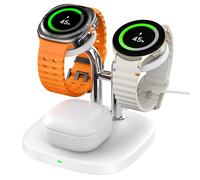 SwanScout Double Chargeur pour Samsung Watch, Chargeur sans Fil pour Samsung Galaxy Watch 8/8 Classic/7/Ultra/6/6 Classic/5 Pro/5/4 Classic/3/Active 2, Galaxy Buds 3 Pro/2 Pro, SwanScout 704S
