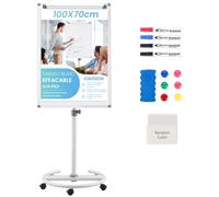 Swansea Chevalet de Conférence,100x70cm, Magnétique, Paperboard Réglable en Hauteur, Tableau Blanc Mobile Chevaletavec cadre Aluminium, 700x1000mm