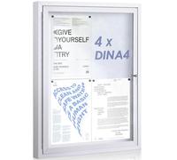 Swansea Panneau affichage extérieur 4 x A4 en aluminium, Résistant aux intempéries, Vitrine affichage extérieur, Verre acrylique 71 x 51 cm, Blanc
