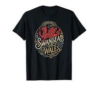 Swansea Souvenirs du Pays de Galles Dragon Drapeau Cymru Vacances T-Shirt