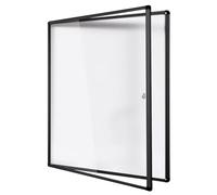 Swansea Tableau d’affichage mural, Vitrine d’affichage intérieur avec serrure à clé, Surface magnétique en verre acrylique, Cadre aluminium noir, 98 x 98 cm (12 x A4)