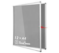 SwanSea Tableau d'affichage encadré Gris Tissu Tableau d'affichage Cabinet pour Bureau Ecole 98 x 98 cm (12 x A4)