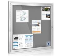 Swansea Tableau d'affichage extérieur verrouillable 100 x 95 cm - Tableau d'affichage mural extérieur inviolable avec porte verrouillable pour bureau, école, magasin, centre communautaire, aluminium