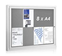 Swansea Tableau d'affichage extérieur verrouillable, imperméable en feutre gris, tableau d'affichage mural avec porte verrouillable pour bureau, école, magasin, centre communautaire, aluminium argenté