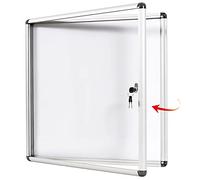 Swansea Tableau d'affichage magnétique verrouillable avec porte en verre et clés 71 x 66 cm (6 x A4) Blanc