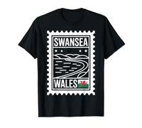 Swansea Timbre-Poste Souvenir de Voyage Pays de Galles T-Shirt