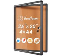 Swansea Vitrine d'affichage interieur en liège, Tableau d'affichage verrouillable, avec cadre en aluminium noir, 67 x 50 cm, 4 x A4