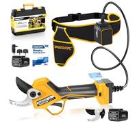 SWANSOFT PRU45-PLUS Secateur Electrique Professionnel 45mm,1150W Moteur Sans Balais,Écran LCD,25V 4Ah x2 Sécateur Électrique sans Fil pour Vigne,Olivier,Jardinage -Version Haut de Gamme (Jaune)