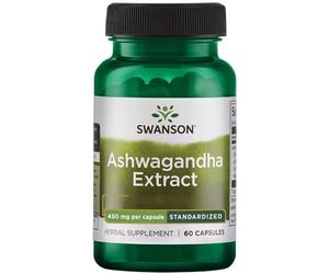 Swanson, Ashwagandha Extract (Extrait d'Ashwagandha), 450mg, Standardisé en Withanolide, 60 Capsules, Sans Soja, Sans Gluten, Sans OGM
