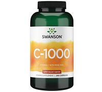 Swanson, C-1000, Vitamine C (Acide Ascorbique), 1000mg, avec Églantier, 250 Capsules, Hautement Dosé, Sans Soja, Sans Gluten, Sans OGM